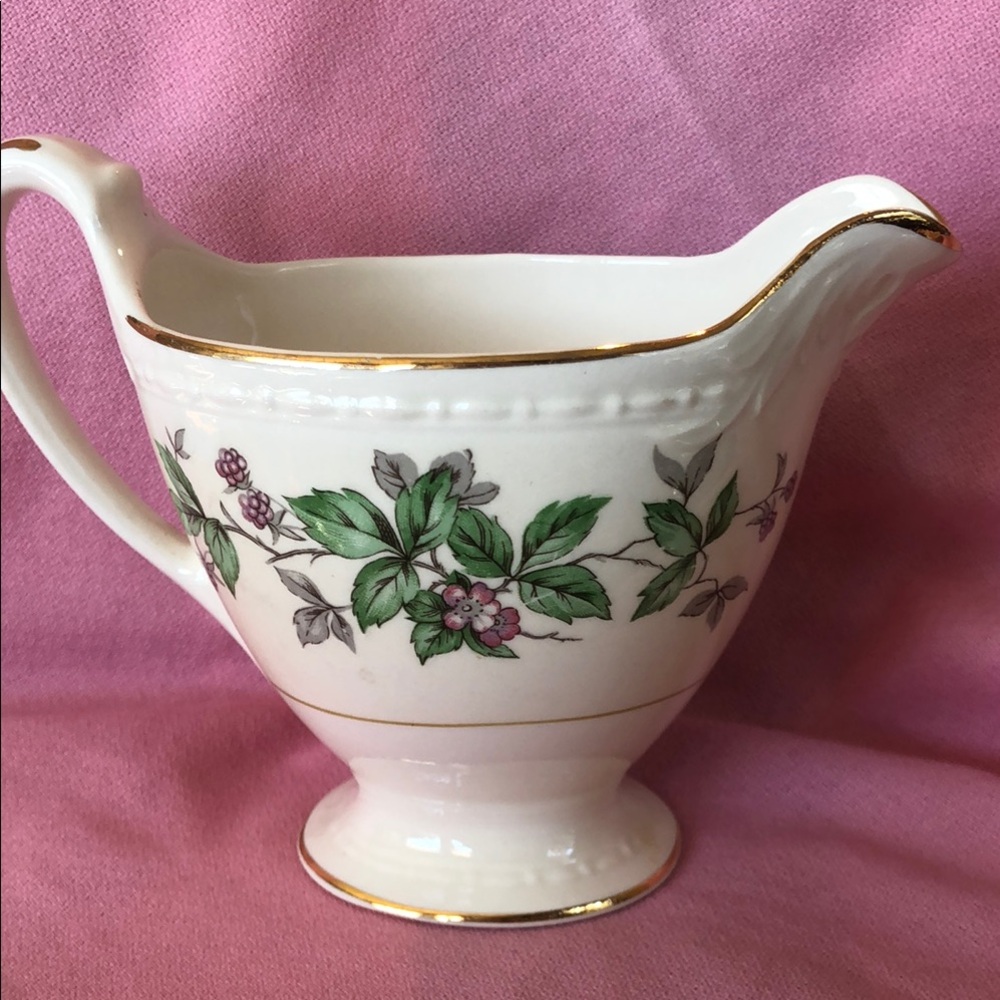 Elegant Floral Creamer with Gold Trim